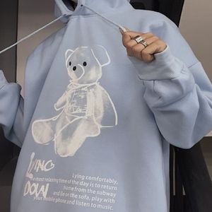 🧸 UNISEX OVERSIZED LIGHT BLUE BEAR HOODIE w/ DRAWSTRINGS